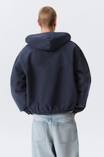 Verwaschenes Marineblau - Lässige Bomberjacke mit Kapuze - 3