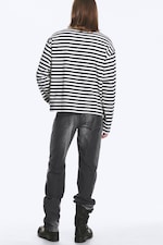 Gestreift Weiß/Schwarz - Kastiges Langarmshirt mit Grafikprint - 3