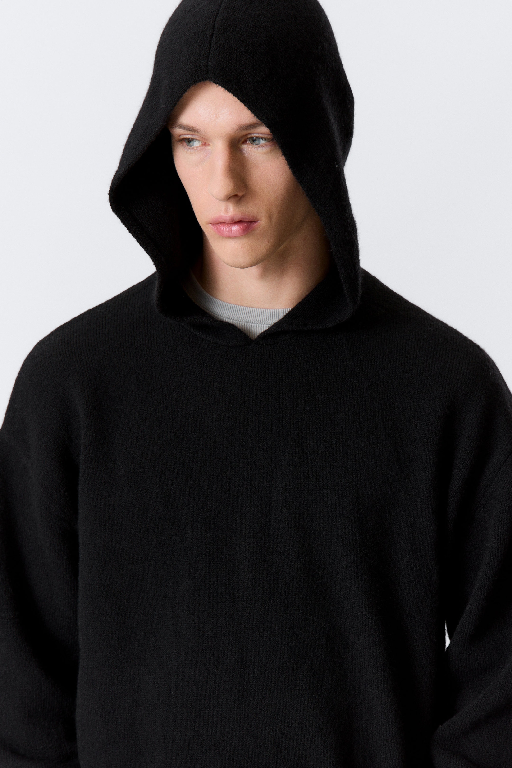 Noir - Sweat à capuche en maille décontracté - 4