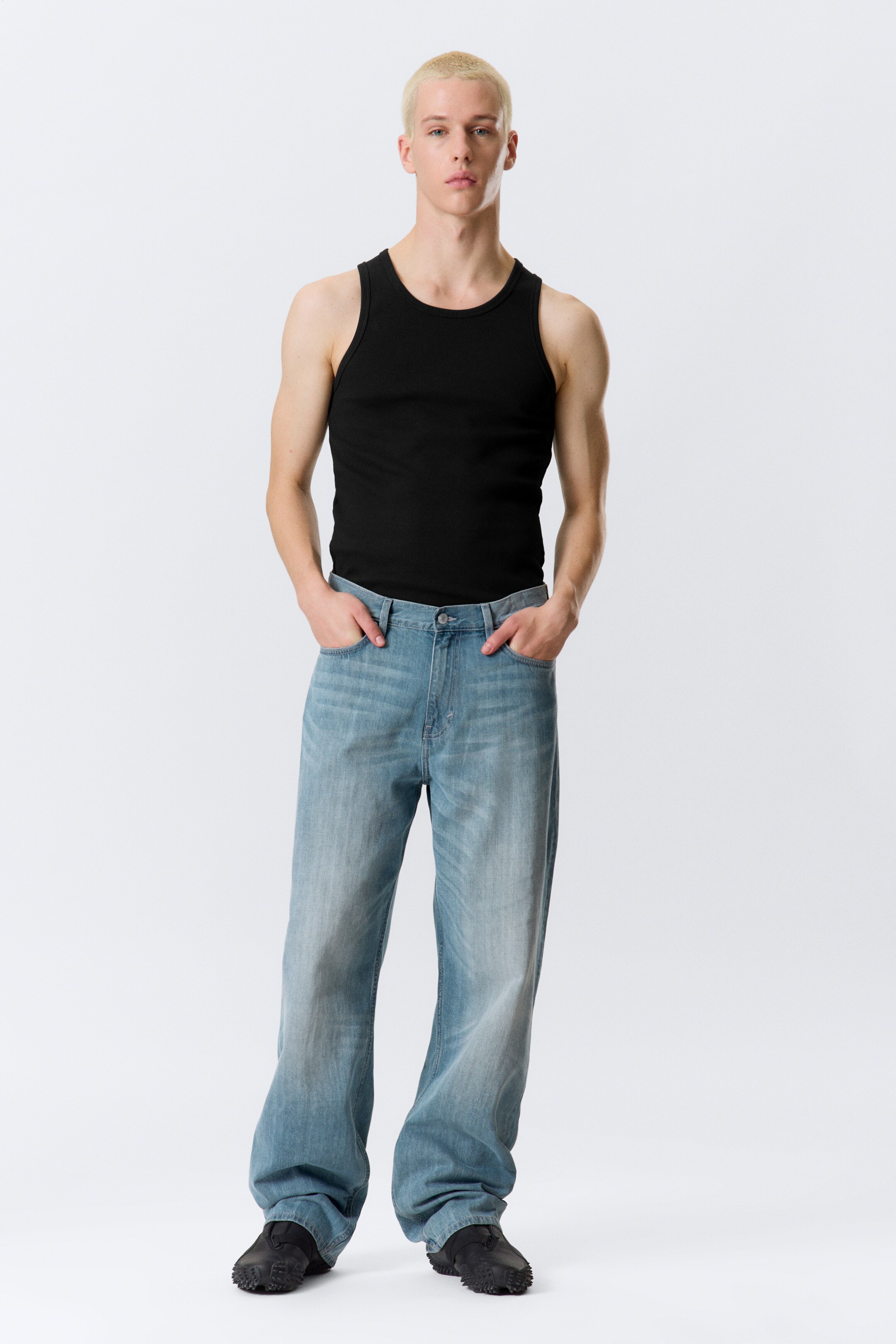 Agrandir l'image: Jean droit ample taille mi-haute Galaxy - Gloria Blue - Bleu moyen - HOMME | H&M CH 1