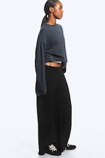 Black - Low Flared Suit Trousers - 2