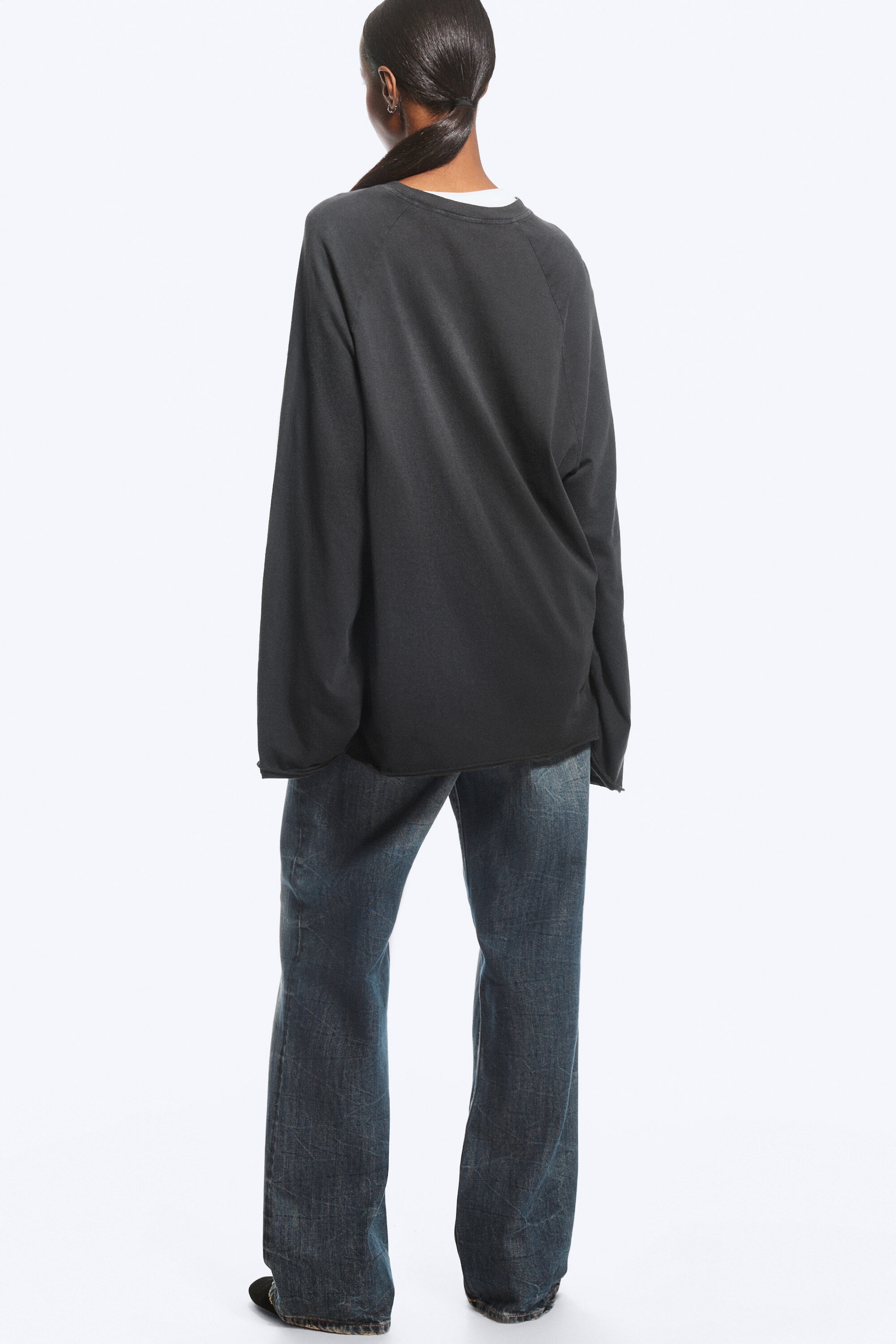 Noir - Montez d’un cran - T-shirt oversize à manches longues raglan - 4