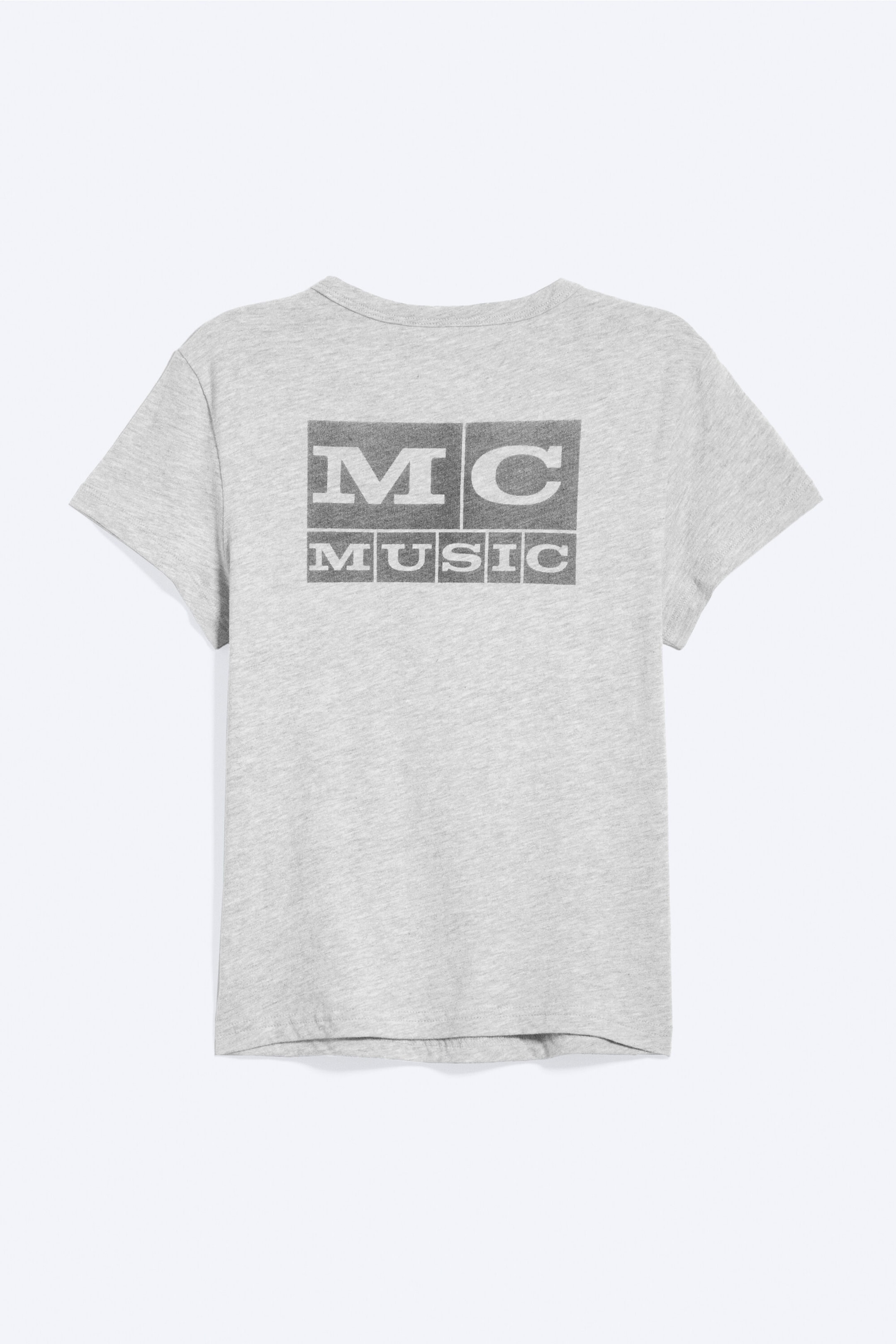 Grey Melange - T-shirt carré imprimé à manches courtes - 1