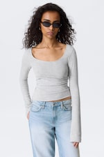 Gris chiné - Top Slim Fit à manches longues - 0