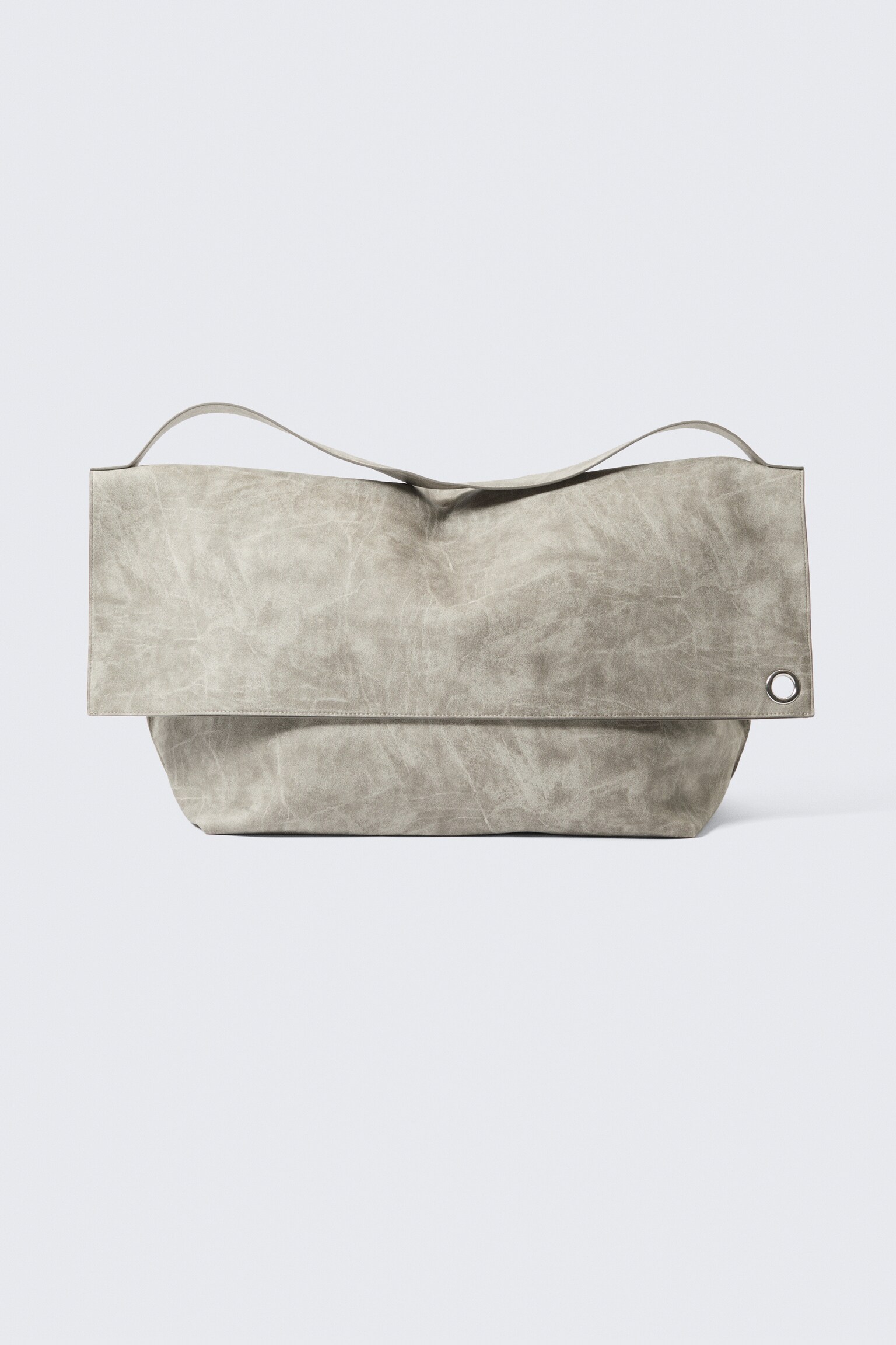 Large Faux Leather Clutch Bag - Vaal lichtbeige