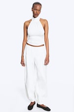 White - Draped Halterneck Top - 2