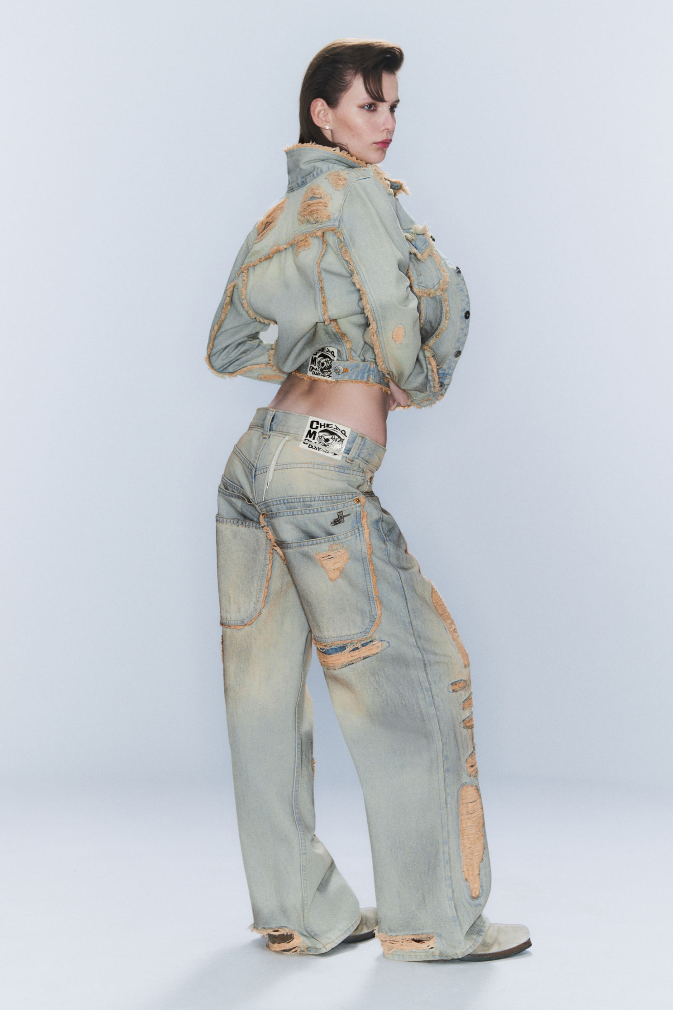 Hellblau - Pink Rip - CM x LB Looser Pink Rip Unisex Jeans - 4