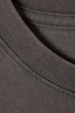 Dark Grey - Shrunken Short-Sleeved Cotton T-shirt - 4