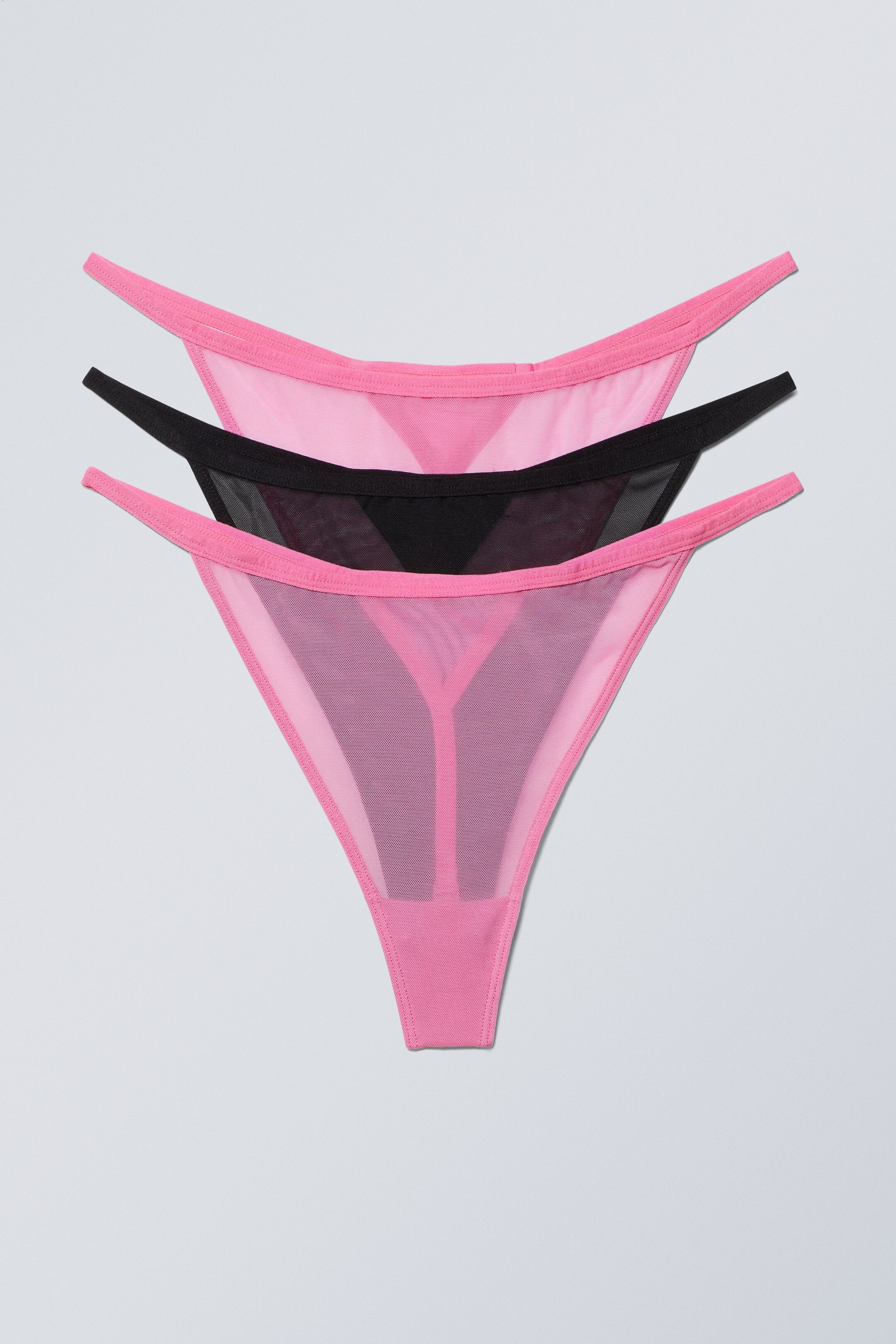 Pink und Schwarz - Mesh-Tangas Bonnie 3er-Pack - 0