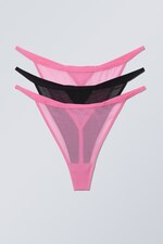 Pink und Schwarz - Mesh-Tangas Bonnie 3er-Pack - 0