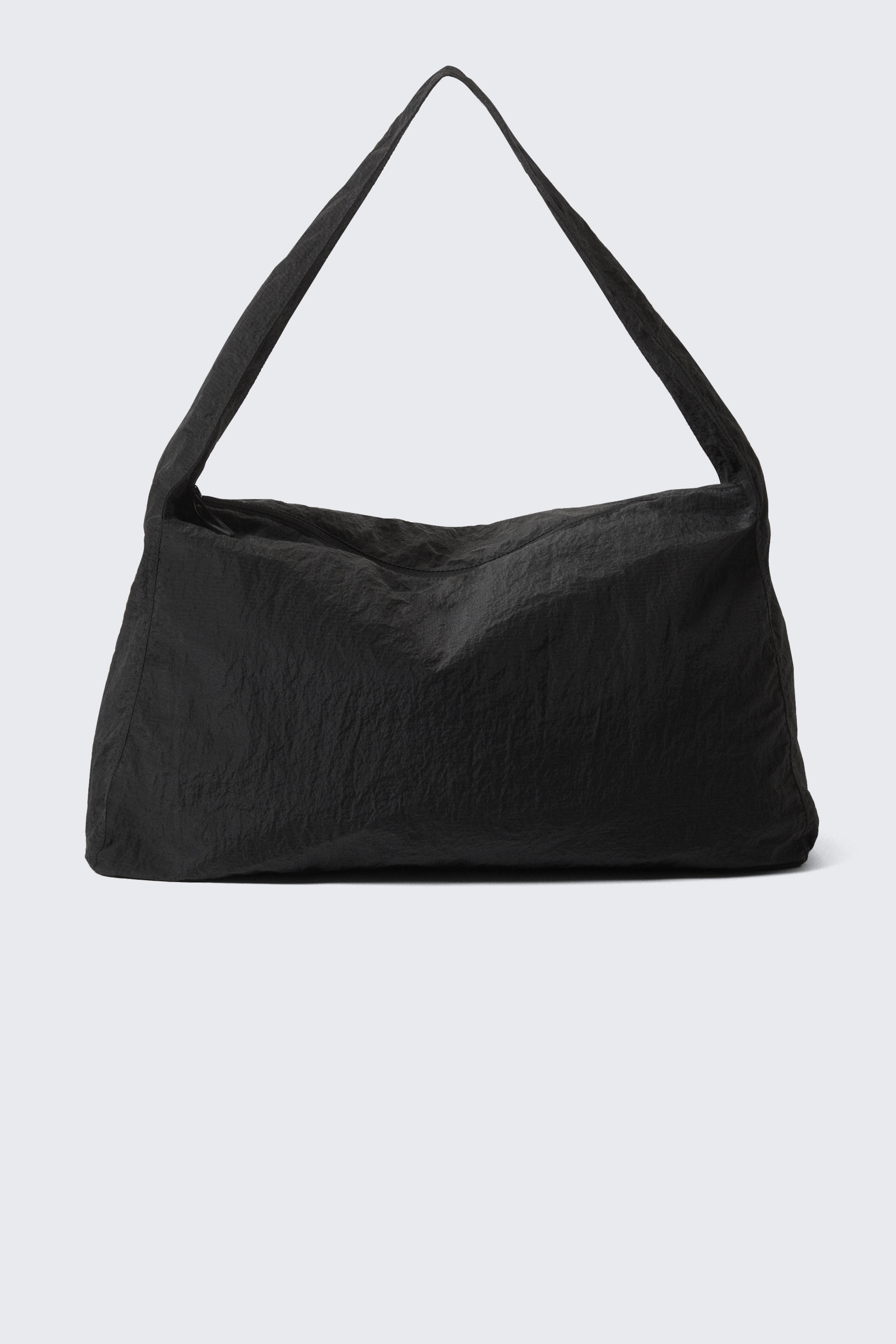 Zwart - Grote schoudertas van ripstop - 0