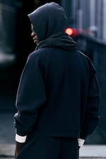Washed Dark Blue - Relaxed Raglan Zip Hoodie - 3