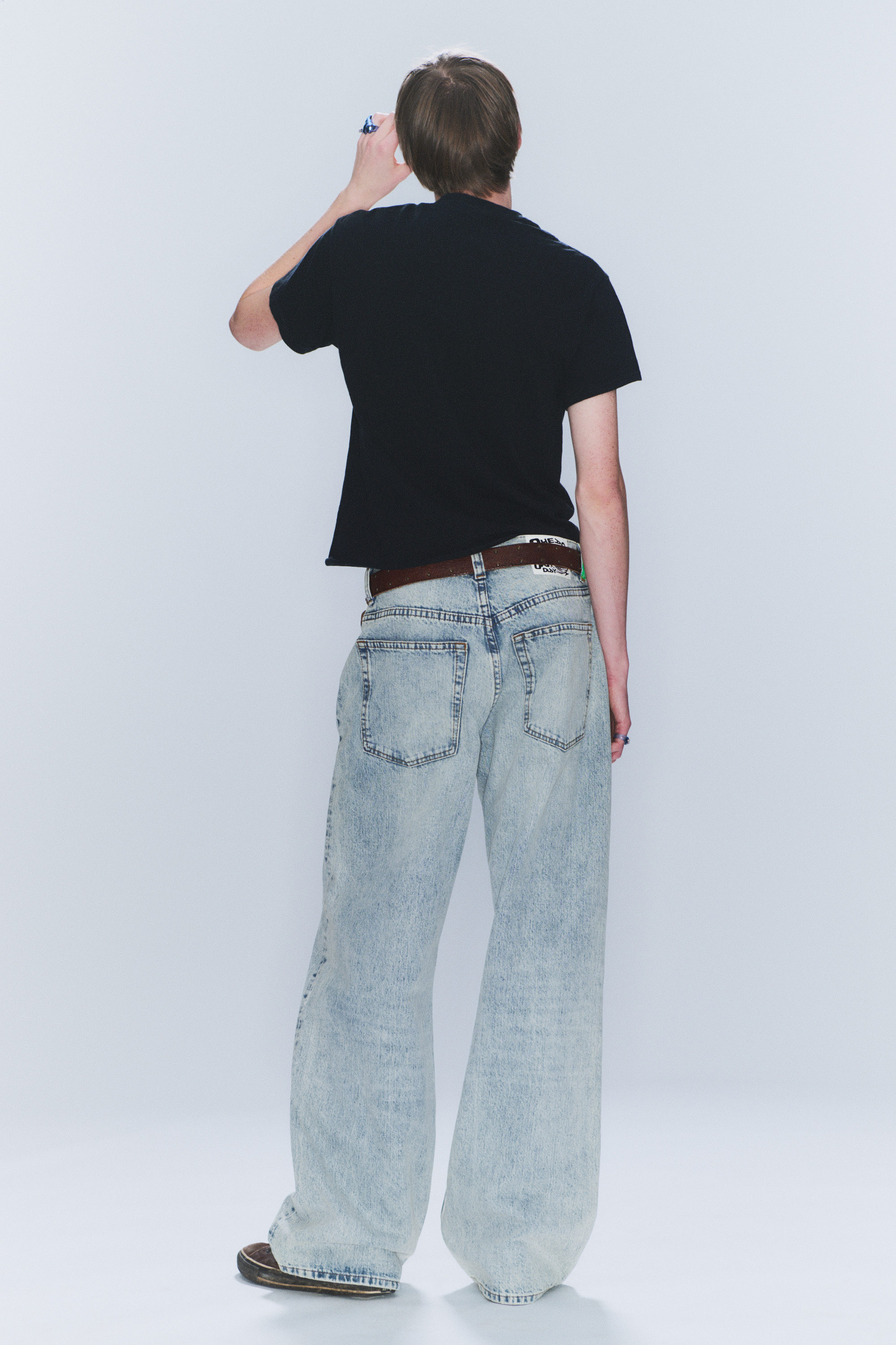 Ljusblå - Looser Regular Waist Loose Straight Jeans - 3