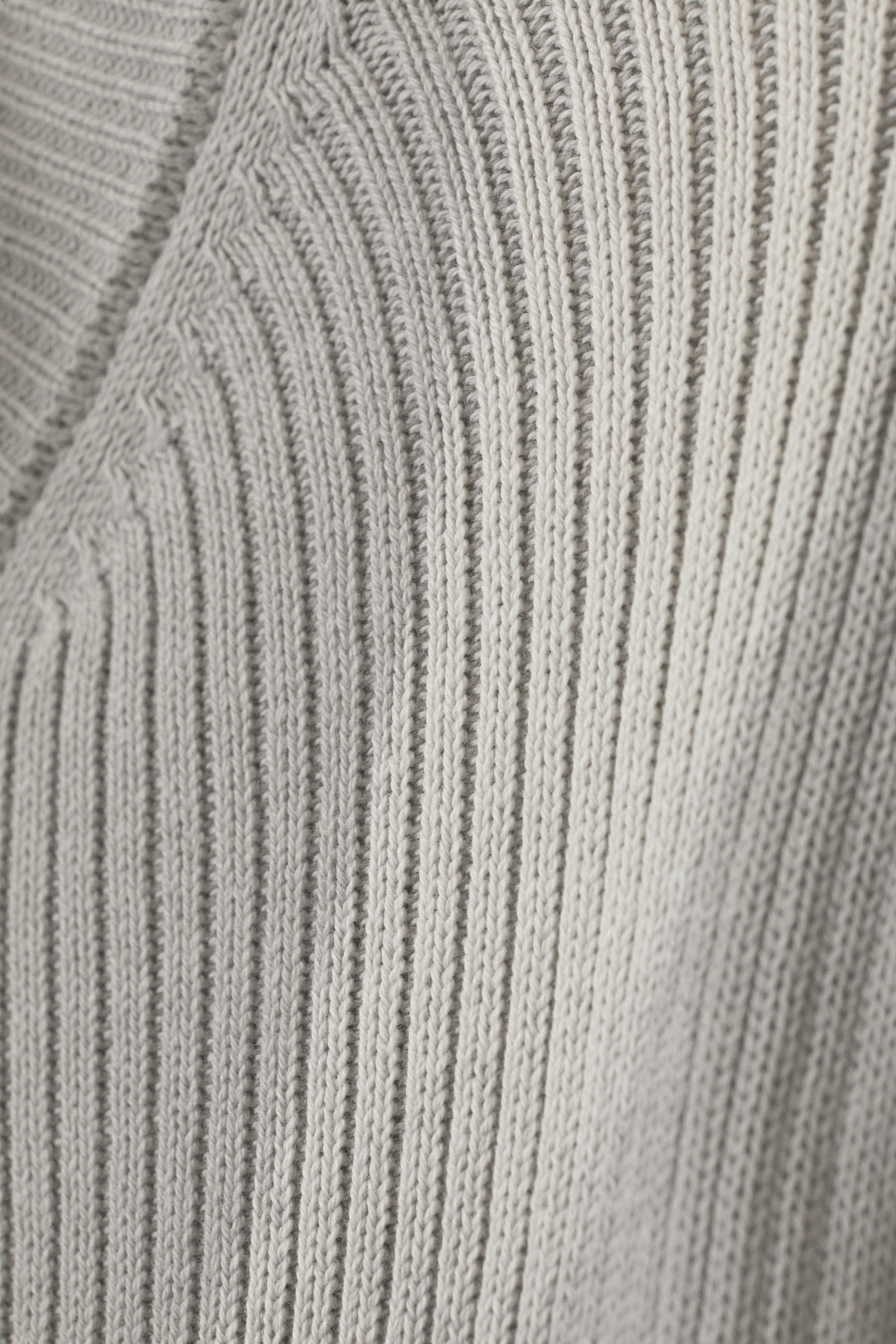 Light Grey Strokes - Rib Knit Zip Cardigan - 1
