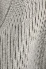 Light Grey Strokes - Rib Knit Zip Cardigan - 1
