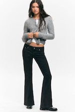 Ink Black - Black - Low Rise Slim Flared Leg Jeans - 0