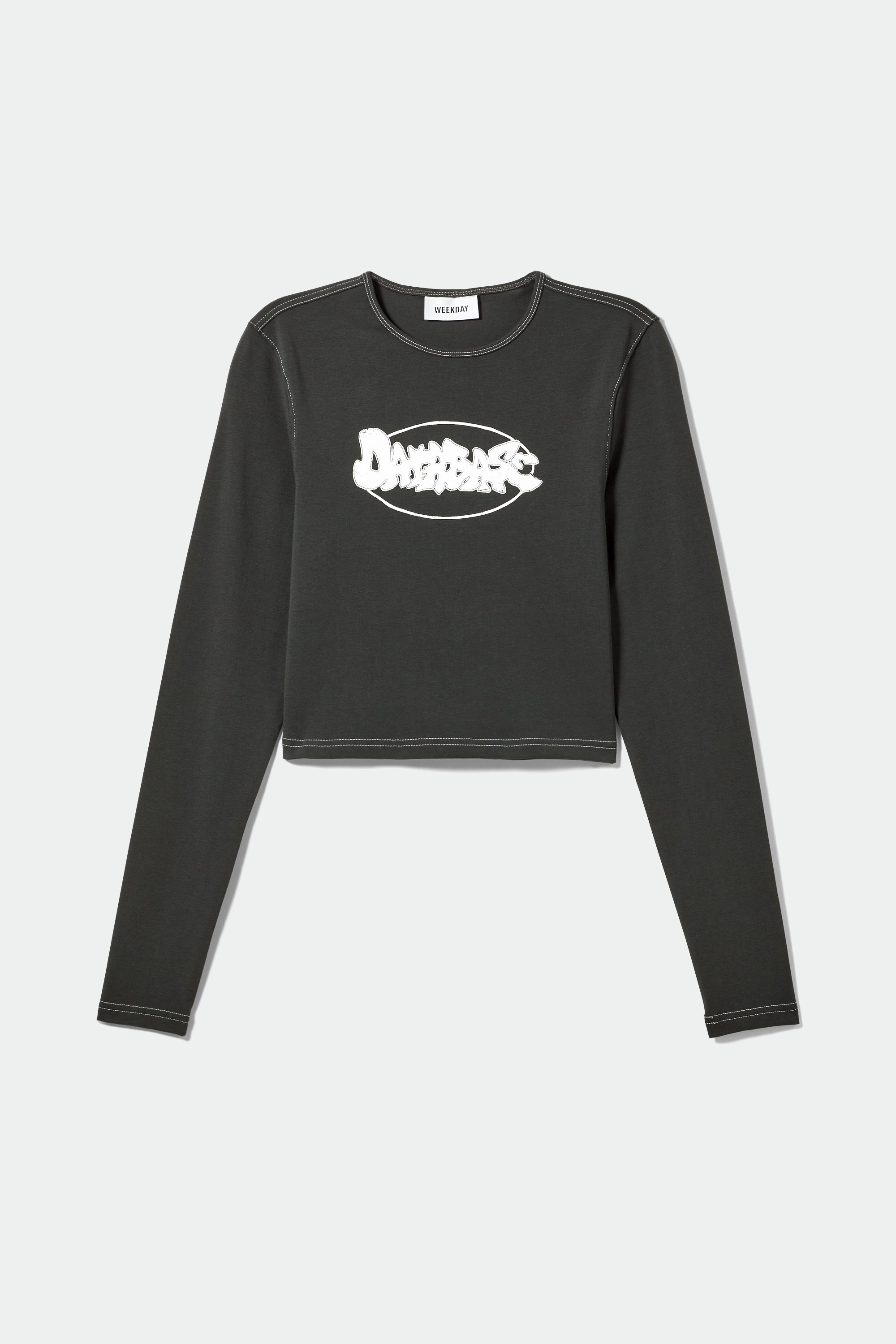 mind crop printed long sleeve - Dark grey | Weekday EU