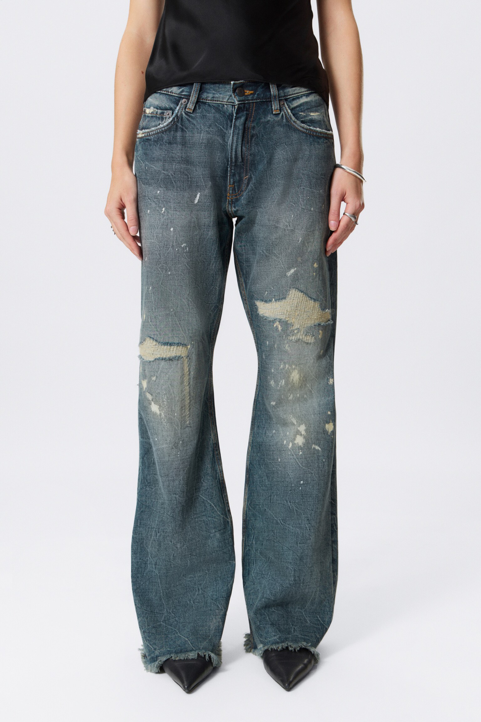 Helix Low Rise Regular Flared Leg Jeans - Arizona Worn - azul medio - 6