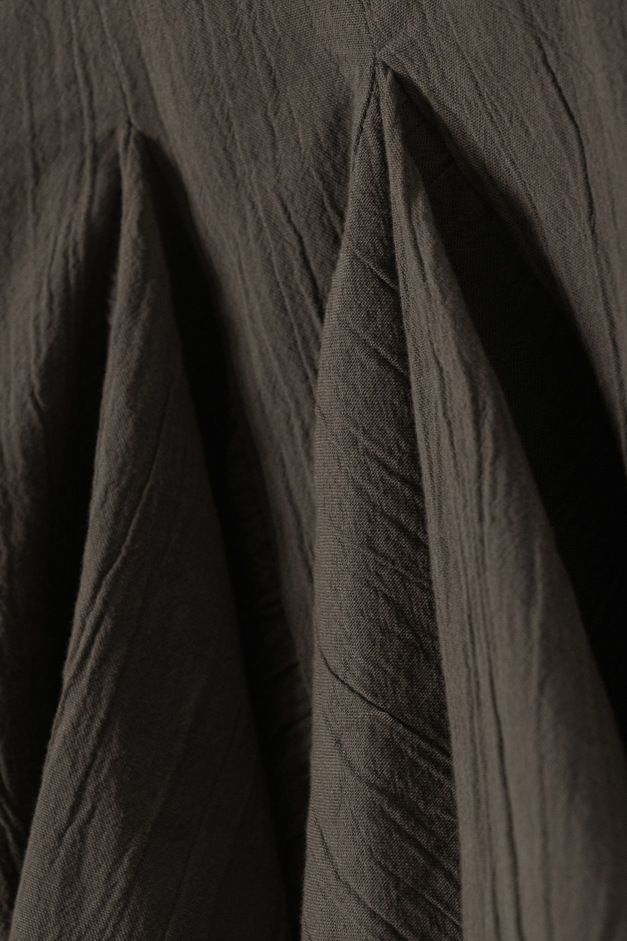 Dark Grey - Pleated Cotton Mini Skirt - 4