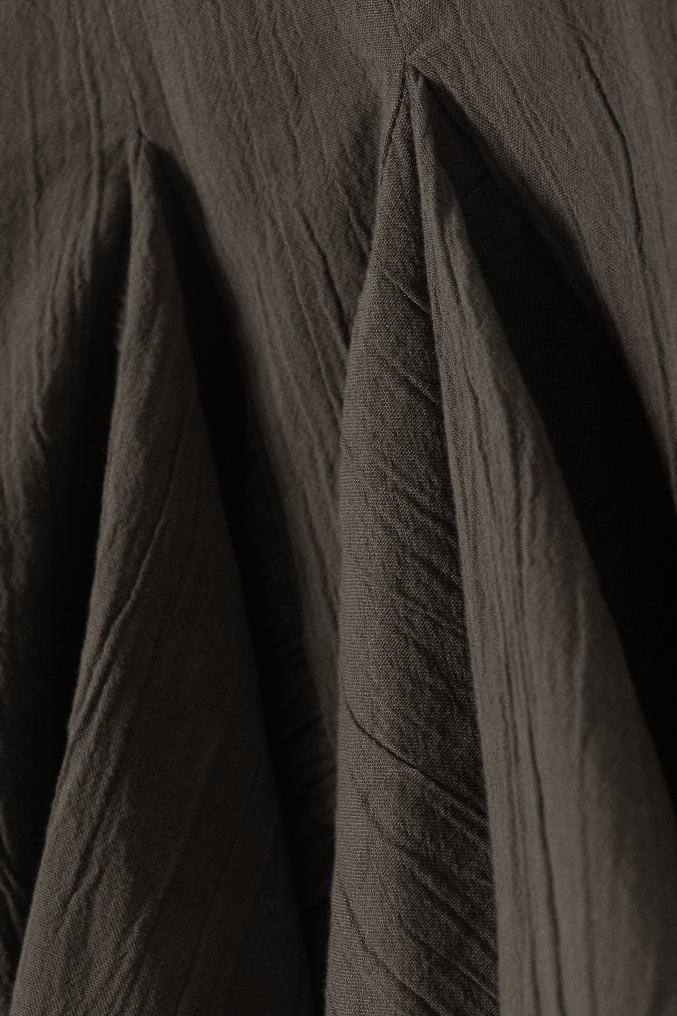 Dark Grey - Pleated Cotton Mini Skirt - 2