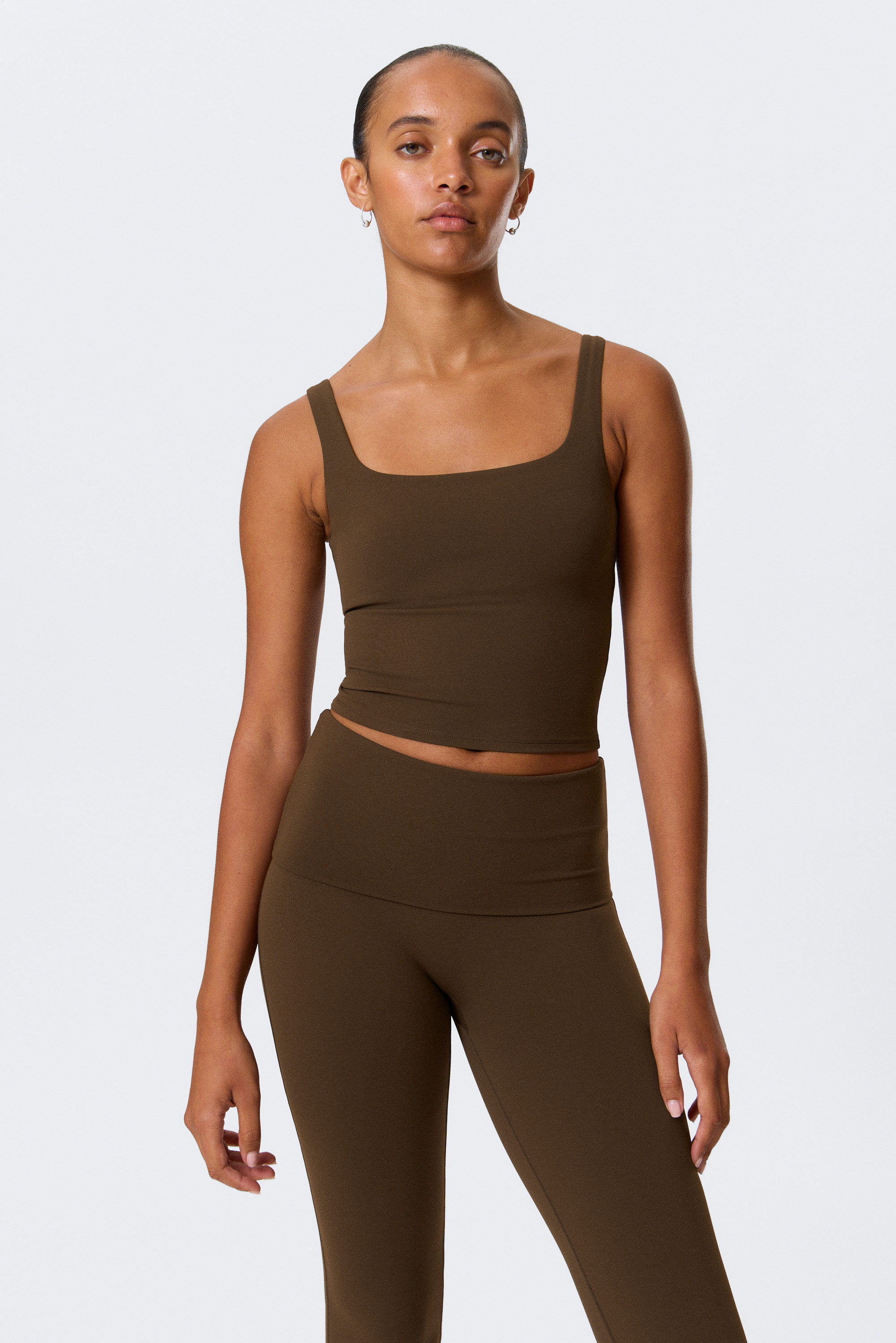 Dunkelbraun - Cropped-Sporttop - 1