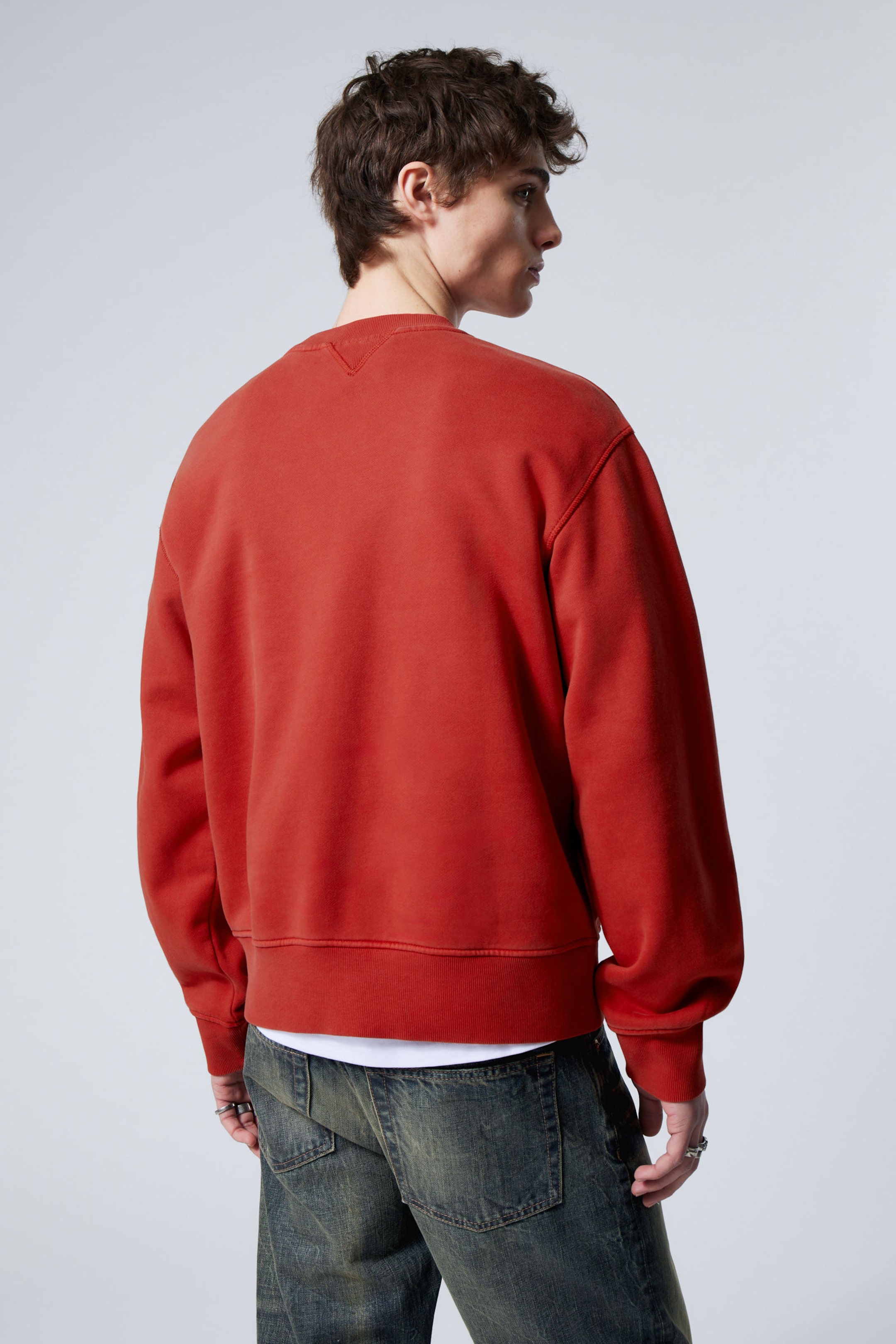 Rot - Cropped Sweatshirt aus Baumwoll-Fleece - 2