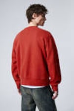 Rot - Cropped Sweatshirt aus Baumwoll-Fleece - 2