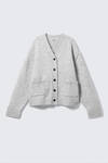 loose fit knitted v-neck cardigan - Grey Melange | Weekday WW