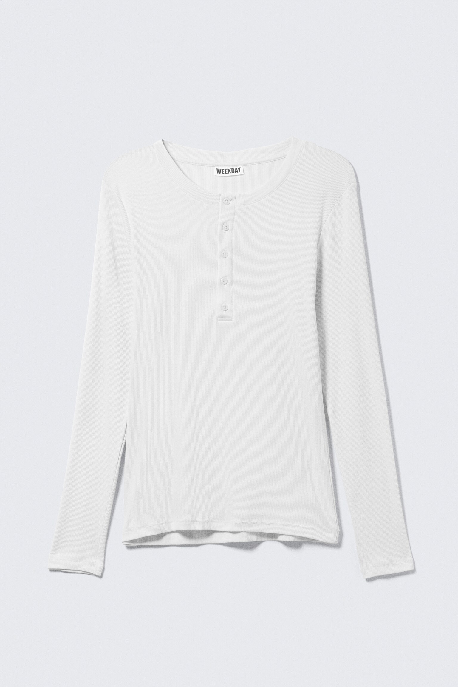 Long-Sleeved Henley T-shirt - Dusty White - 2