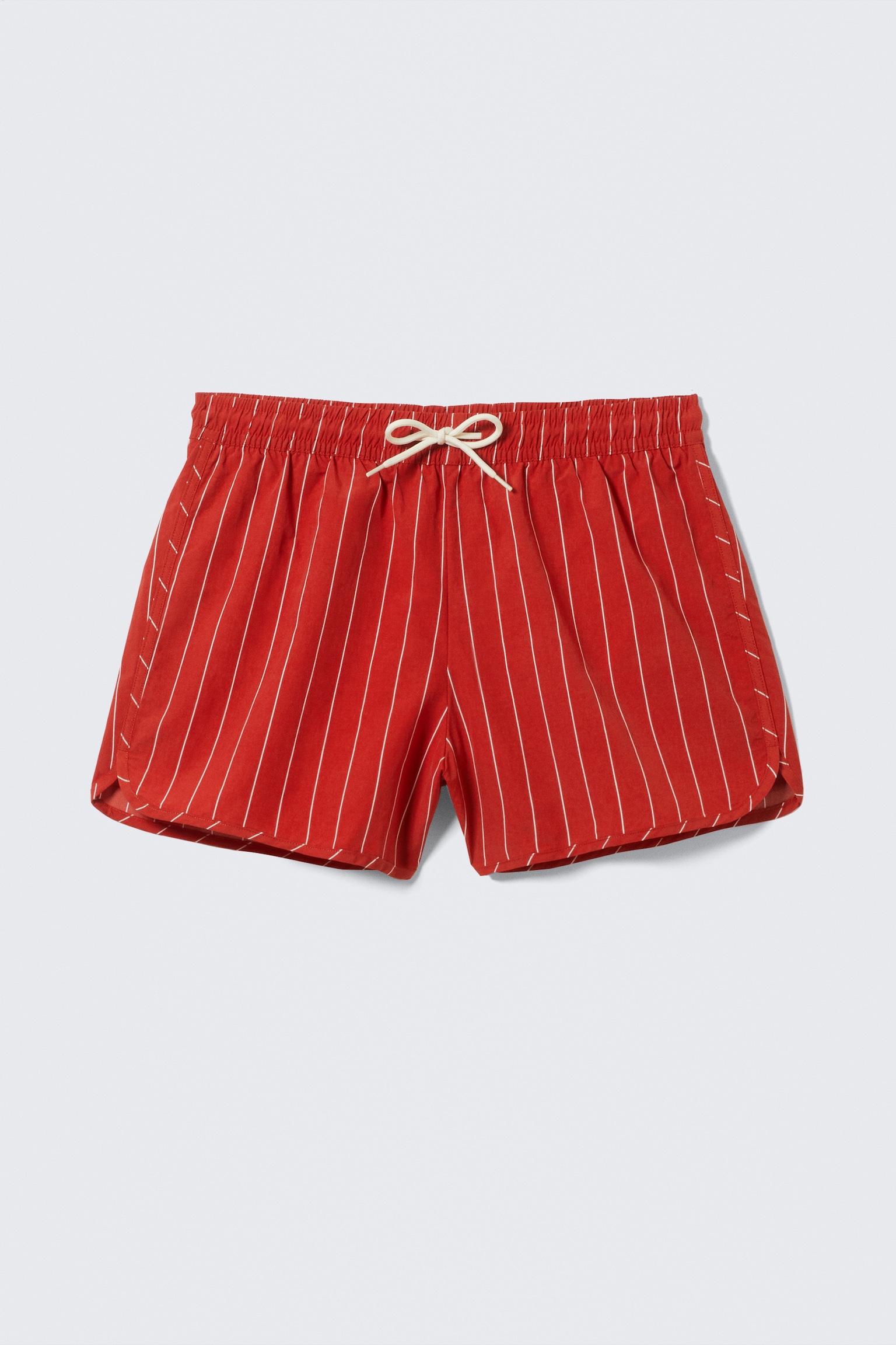 Short de bain longueur mi-cuisse structuré rayé - Rouge rayé/Striped Light Pink - 2