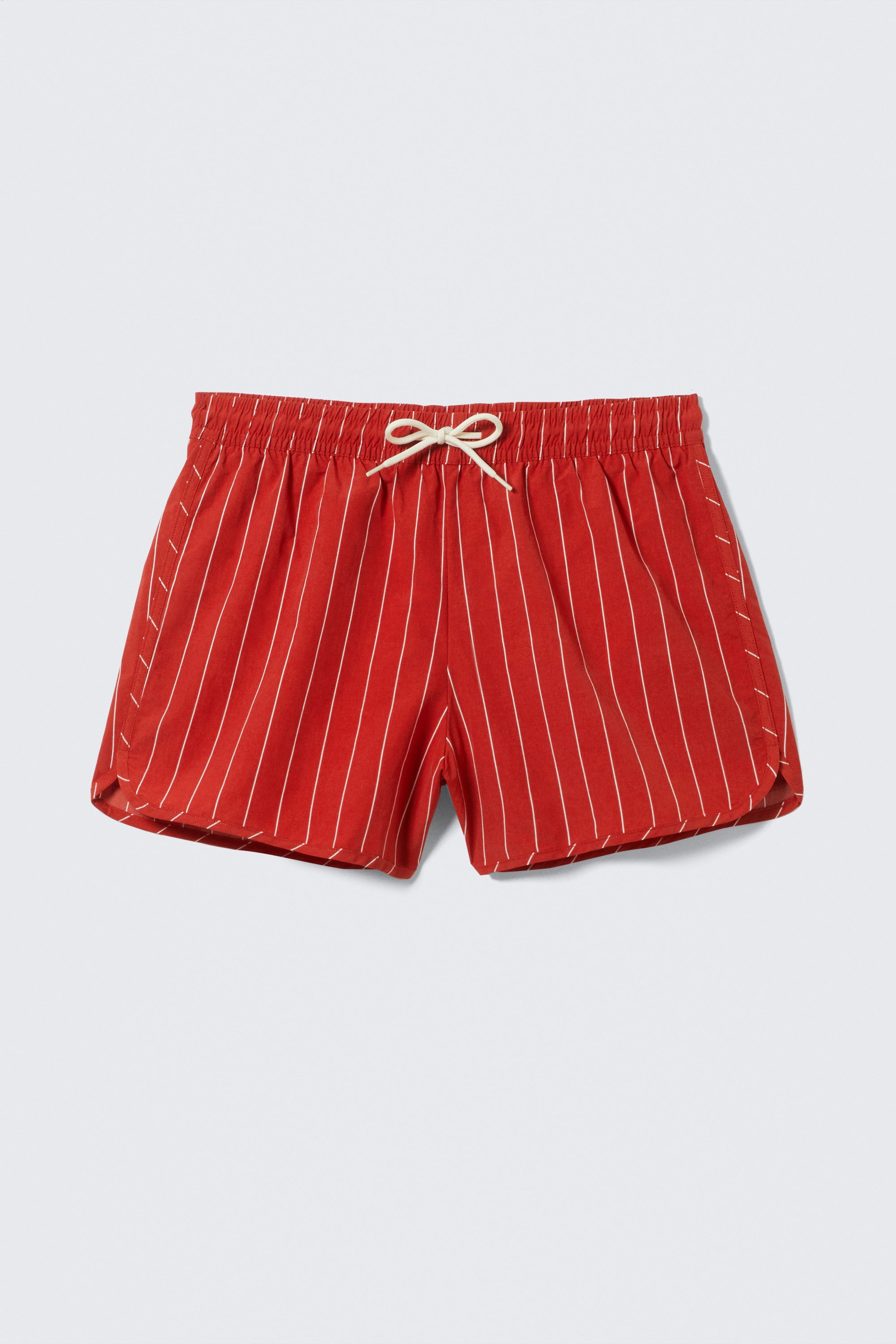 Rot gestreift - Gestreifte, strukturierte Schwimmshorts - 1