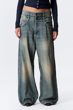 Arizona Blue - Medium Blue - Dual Waistband Wide Leg Jeans - 1