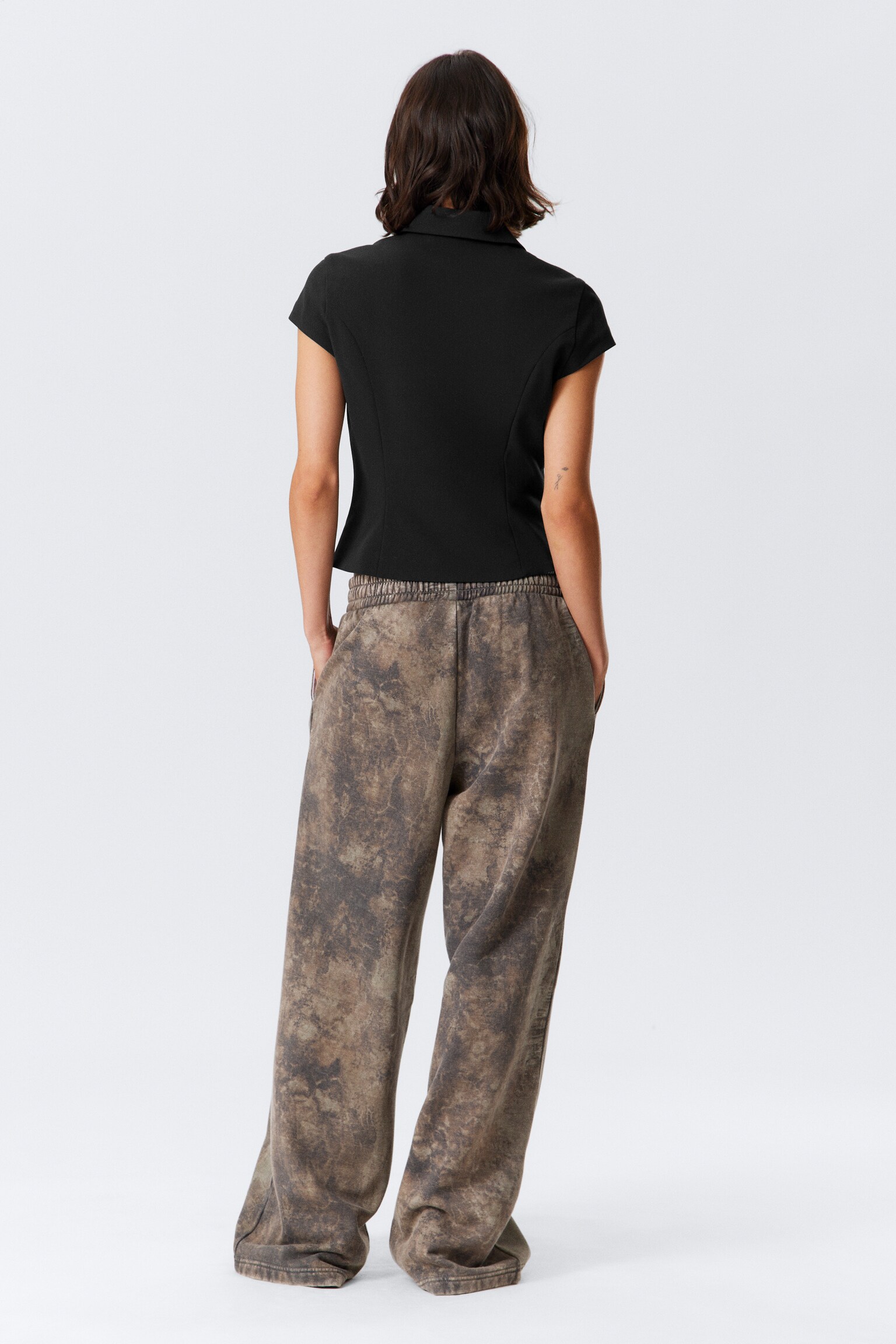 Loose Fit Printed Sweatpants - Khaki Green - Textured Forest - 4