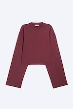 Washed Red - Cropped Oversized Long-Sleeved T-shirt - 0