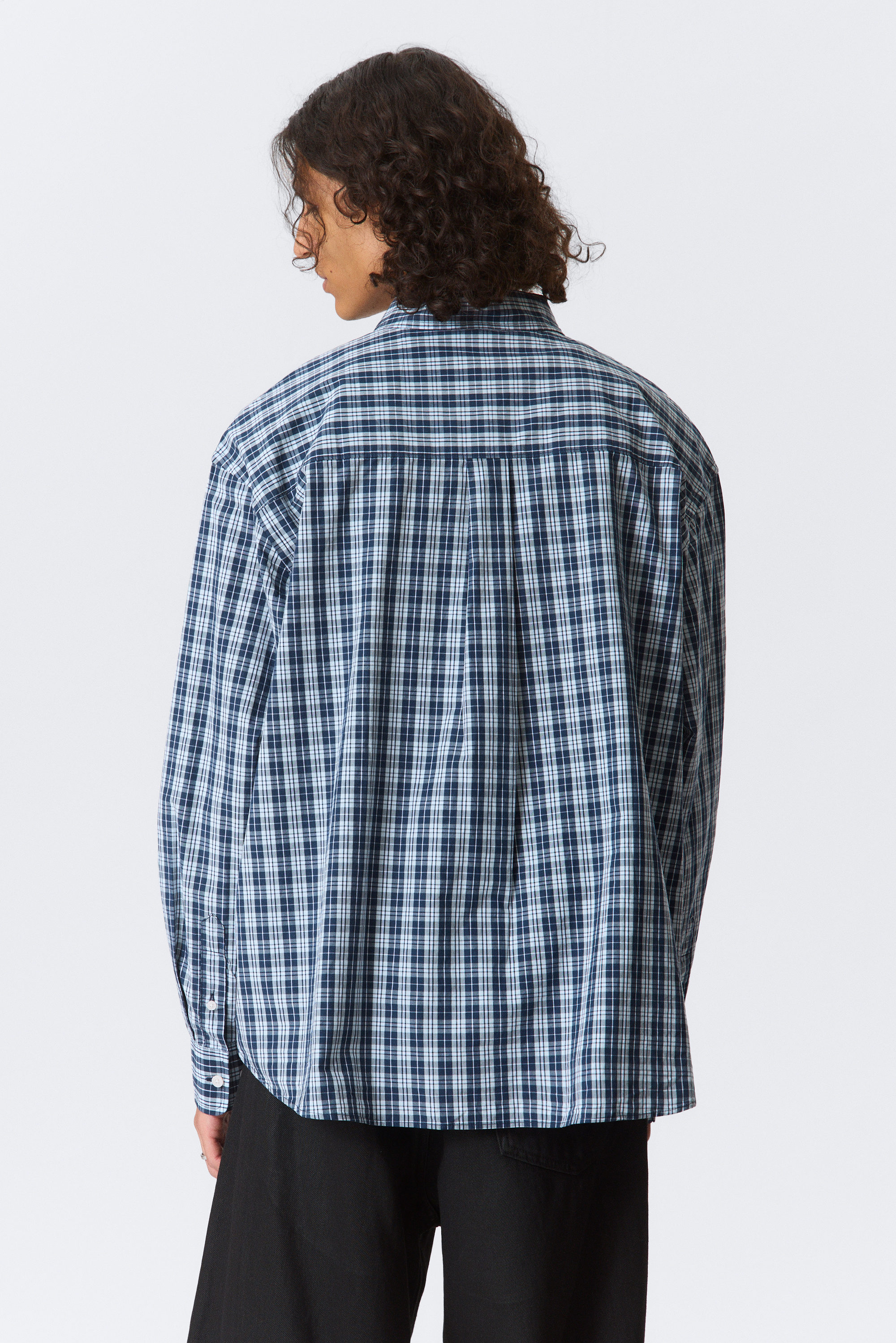 Checked Blue - Oversized Checked Shirt - 3