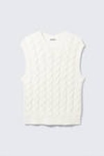 White - Cable Knit Cotton Vest - 3
