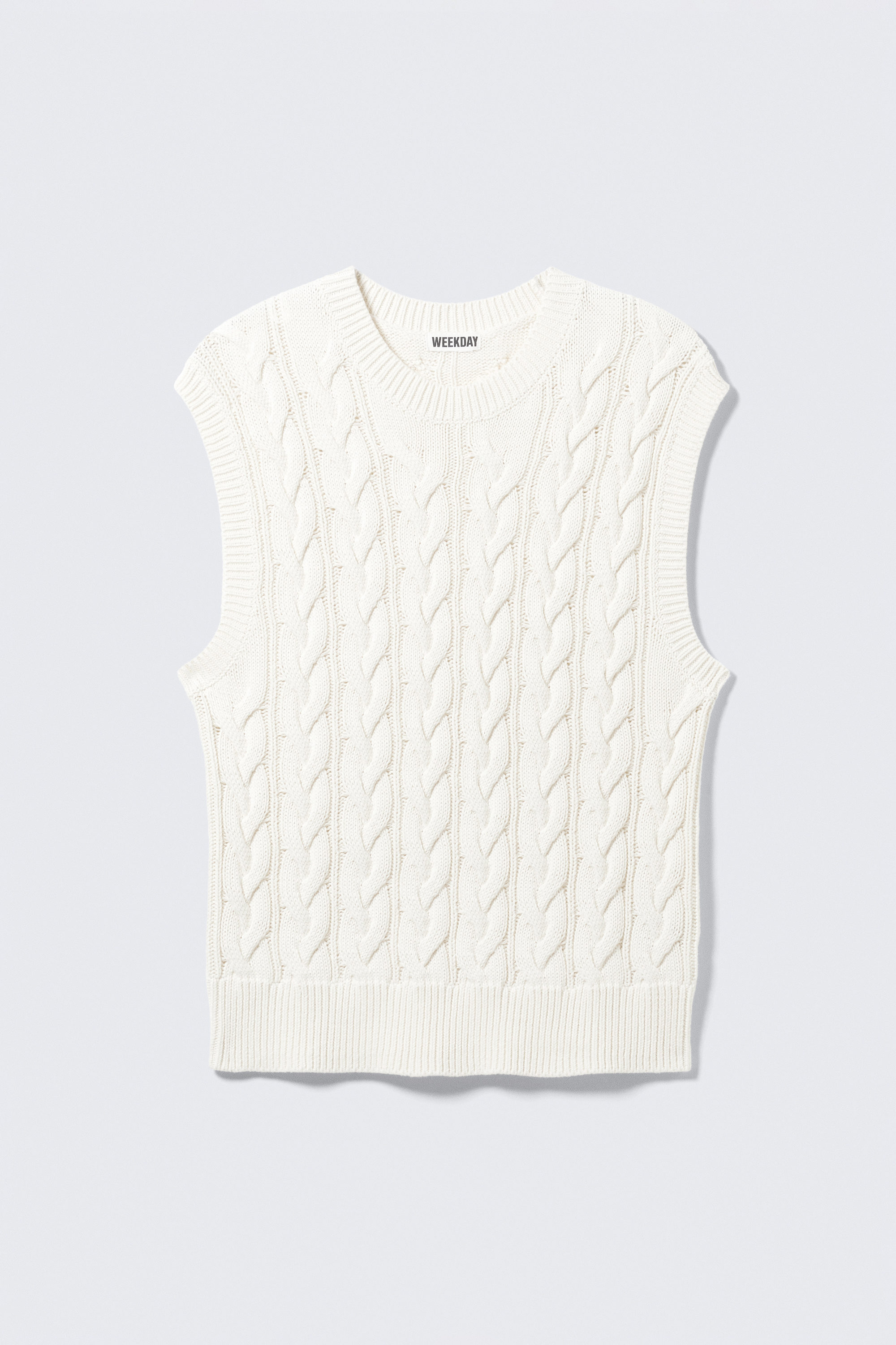 White - Cable Knit Cotton Vest - 3