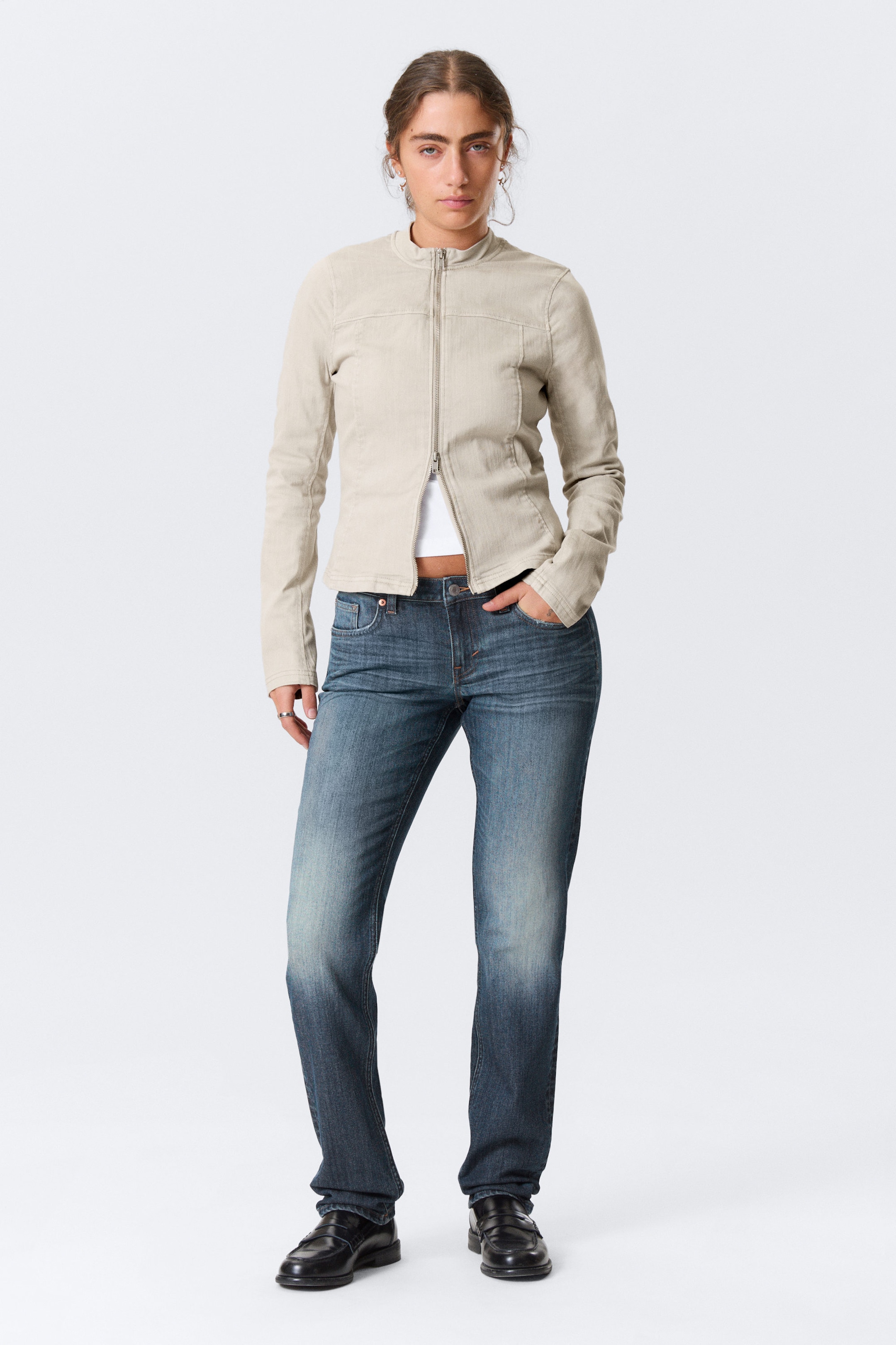 Blue Hymn - Medium Blue - Neptune Low Rise Slim Straight Leg Jeans - 1