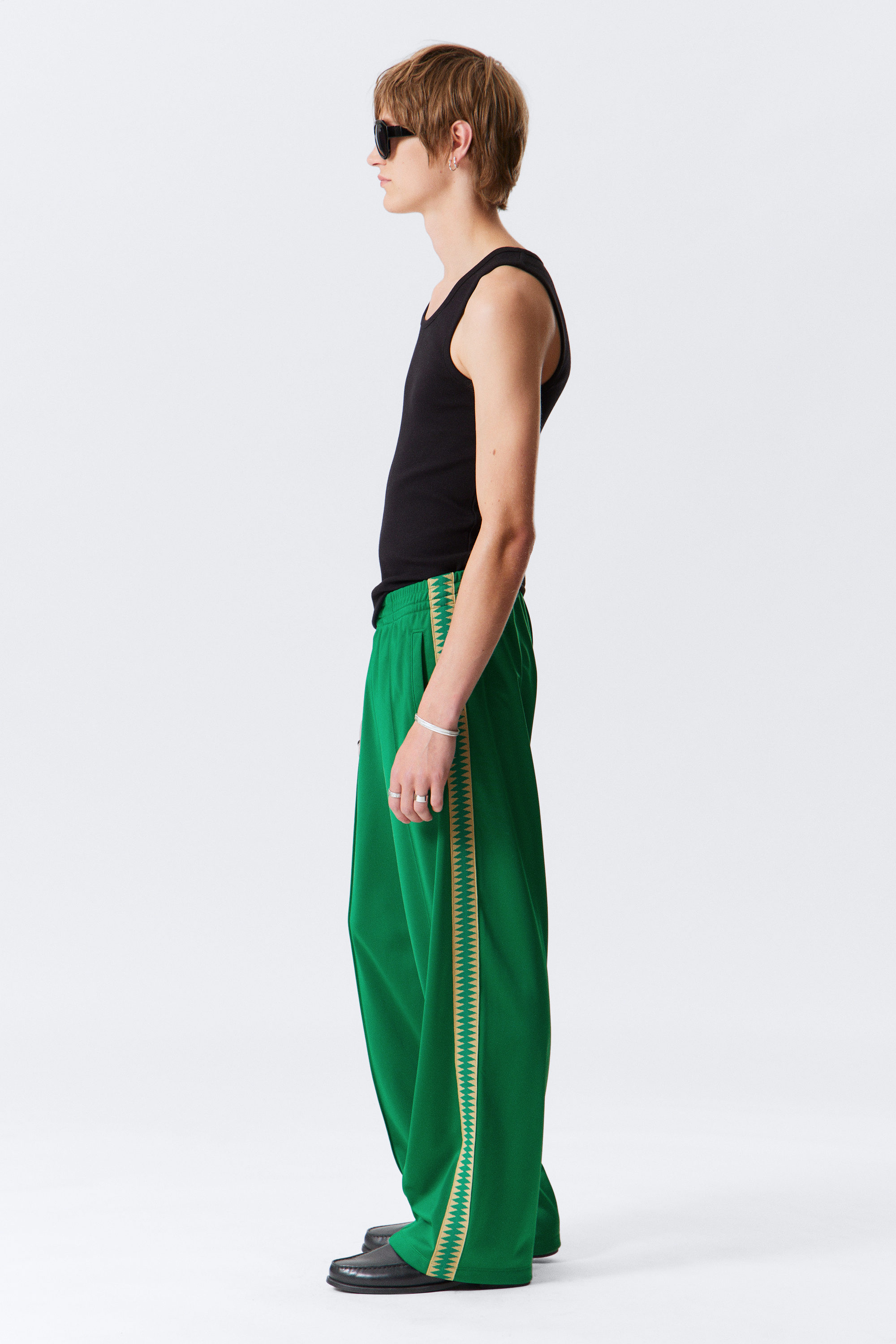 Green - Relaxed Contrast Stripe Trackpants - 2