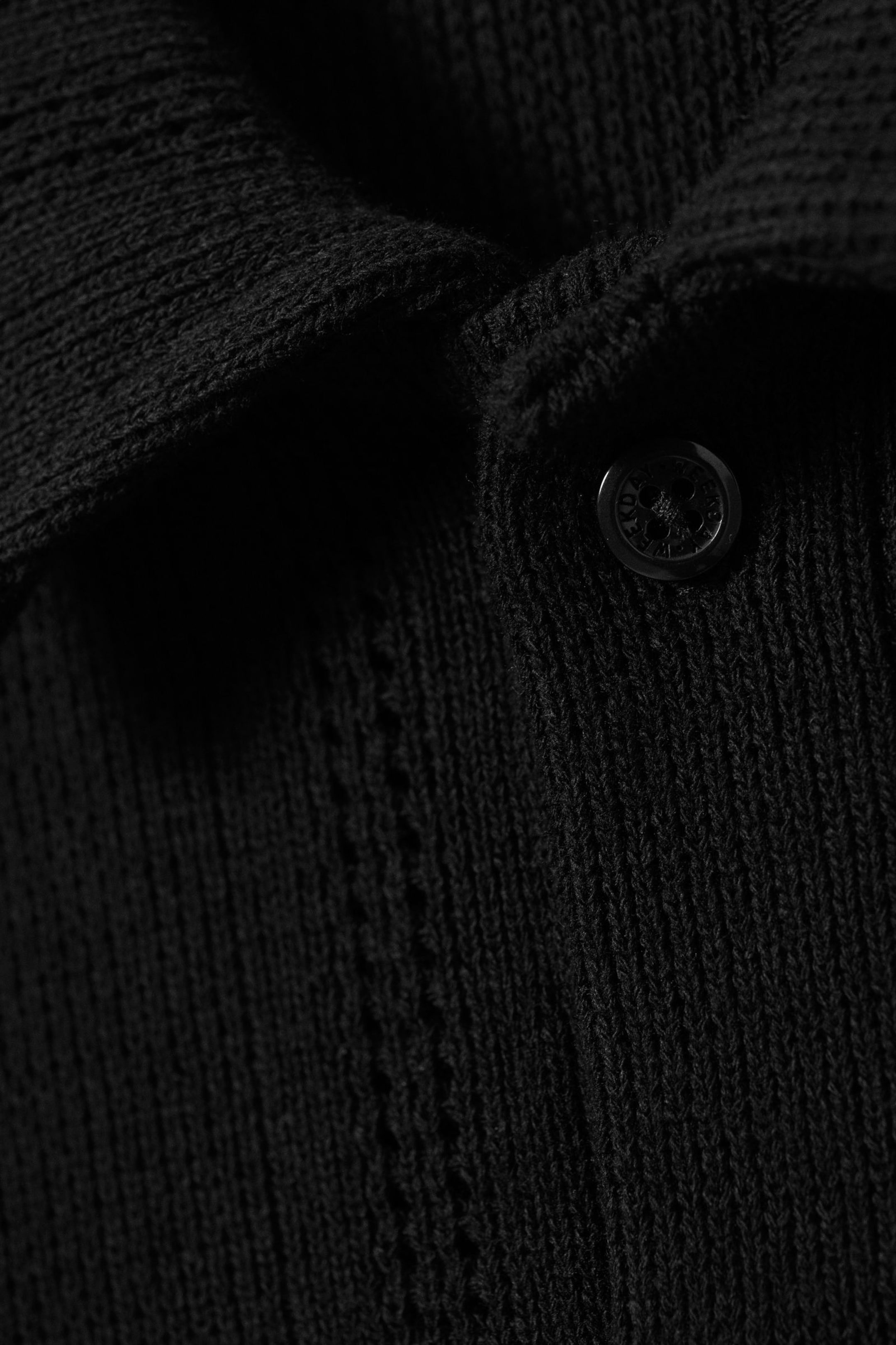Black - Knitted Short-Sleeved Button-Up Shirt - 5