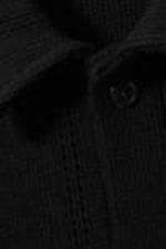 Black - Knitted Short-Sleeved Button-Up Shirt - 5
