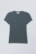 Dark Petrol - Close Fitted Rib T-Shirt - 0