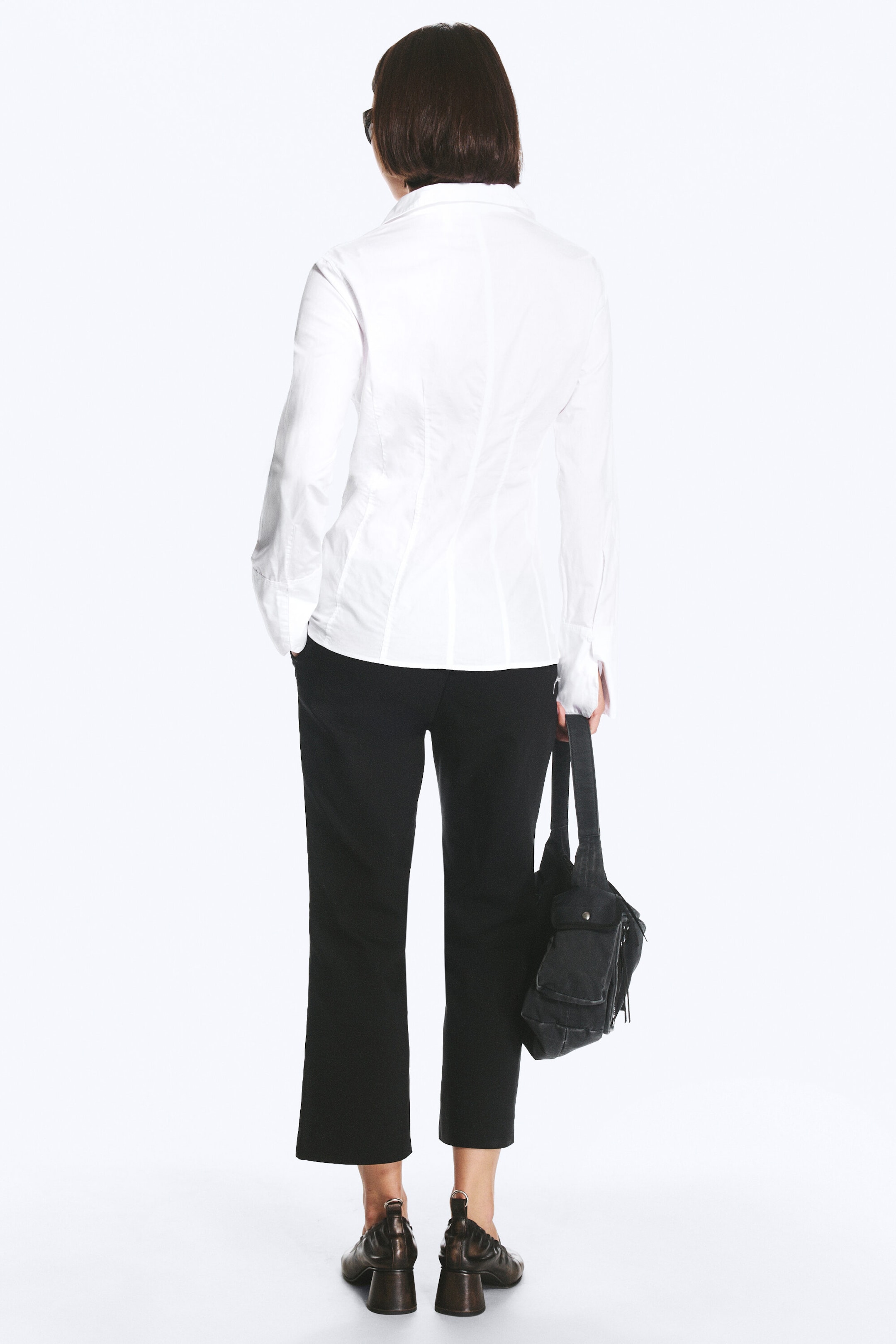 White - A-line flared cuff buttoned shirt - 3