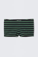 Black & Green Stripes - Striped Mid-Rise Jersey Hot Pants - 0