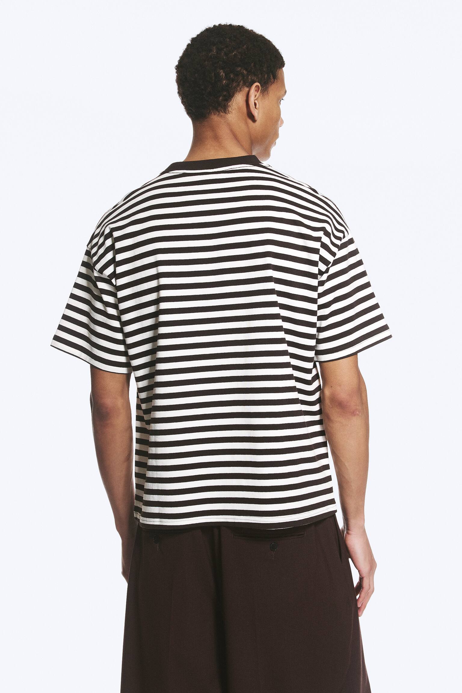 Loose Boxy T-shirt - White & Dark Brown Stripes/White/Black/White - Khaki Stripe/Washed Dark Green/White - Navy Stripe/Light Khaki Green/Washed Blue/Khaki Green - 5