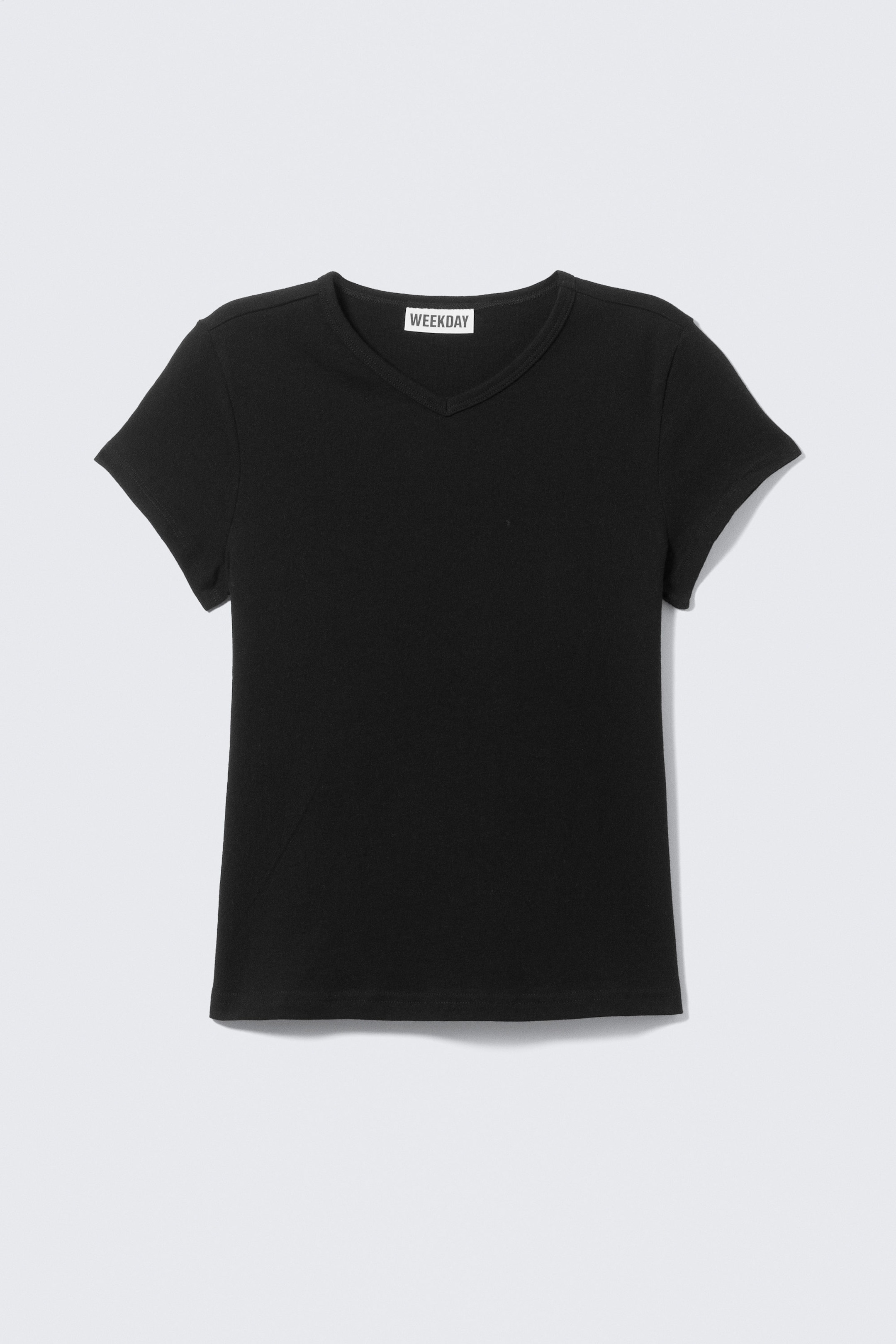 Black - Slim Short-Sleeved V-neck T-shirt - 3