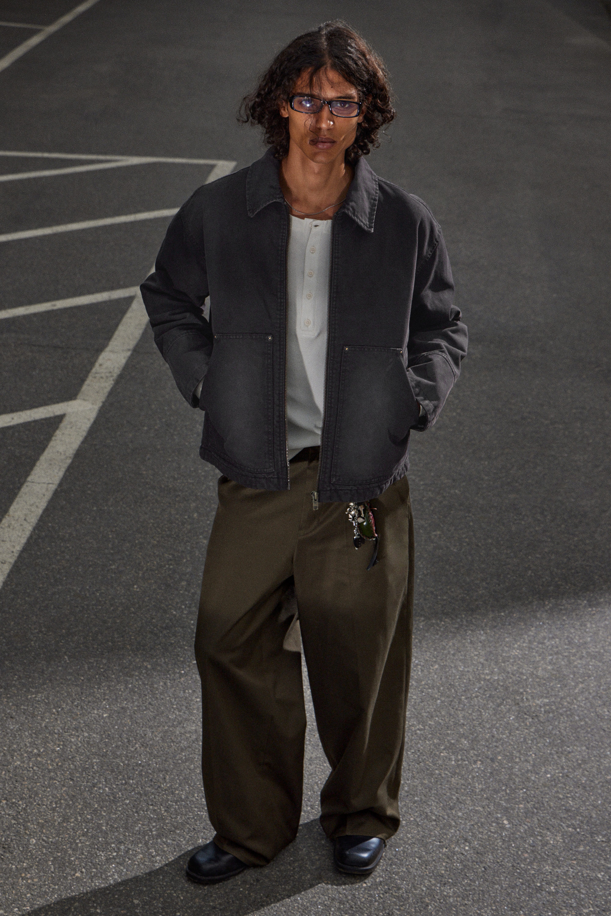 Washed Black - Relaxed Washed Utility Jacket - 2