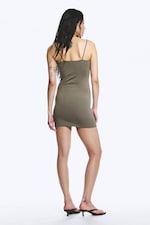 Zachtgrijs - Tricot mini-jurk met V-hals - 3