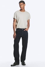 Blue Rinse - Dark Blue - Space Mid Rise Relaxed Straight Jeans - 0