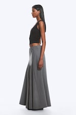 Dark Grey Melange - Mid Rise Panelled Maxi Skirt - 2
